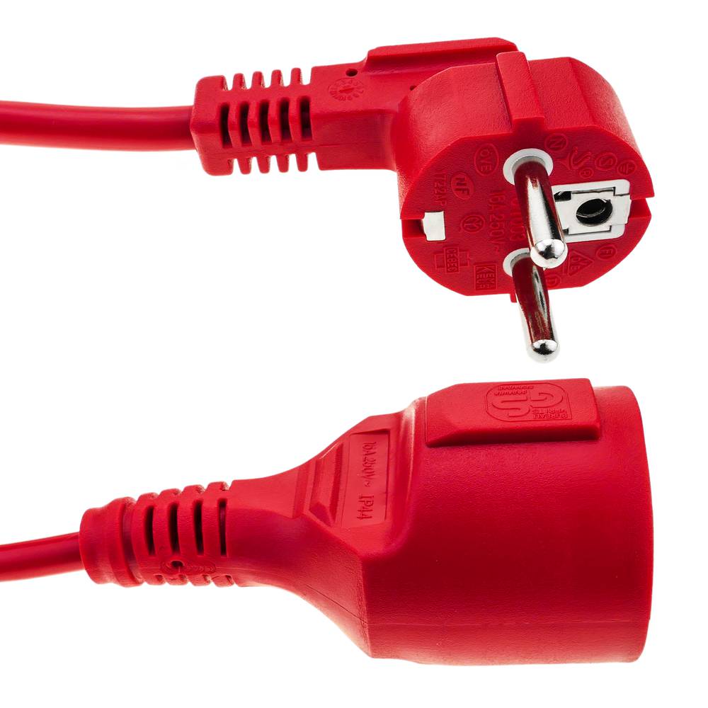Prolongador de cable eléctrico schuko macho a hembra de 15 m rojo