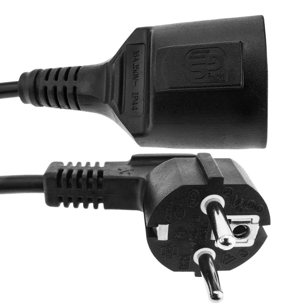 Prolongador de cable eléctrico schuko macho a hembra de 2 m negro