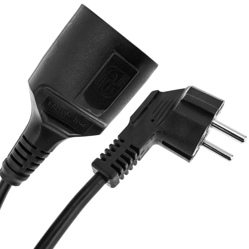 Prolongador de cable eléctrico schuko macho a hembra de 3 m negro