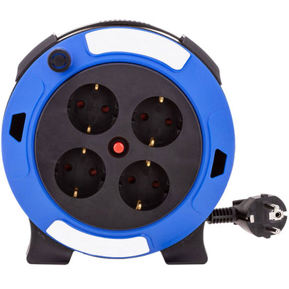Alargo enrollacable con protector térmico de 4 Schuko 5m