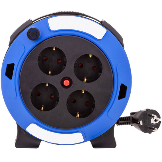 Alargo enrollacable con protector térmico de 4 Schuko 5m