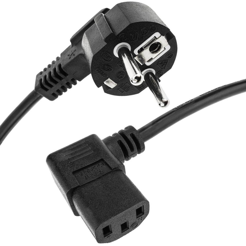 Cable de alimentación eléctrico IEC-60320 C13 acodado a schuko macho de 1.8 m