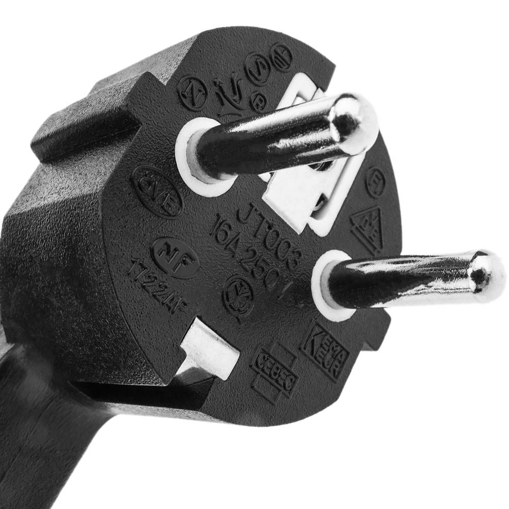 Cable de alimentación eléctrico IEC-60320 C13 acodado a schuko macho de 1.8 m