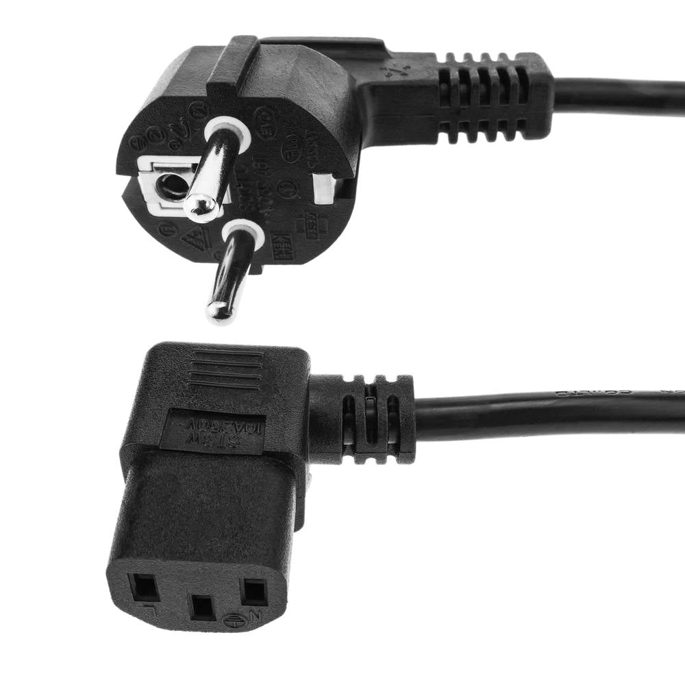 Cable de alimentación eléctrico IEC-60320 C13 acodado a schuko macho de 1.8 m