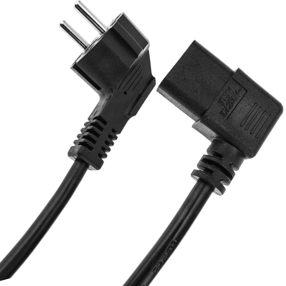 Cable de alimentación eléctrico IEC-60320 C13 acodado a schuko macho de 1.8 m
