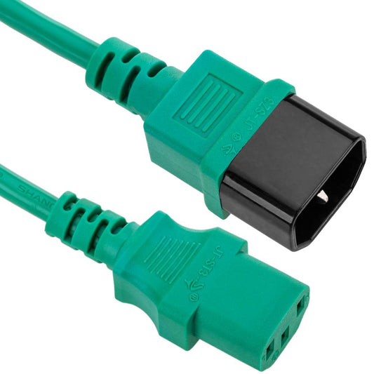 Cable eléctrico de alimentación IEC60320 C13 a C14 de color verde de 3m
