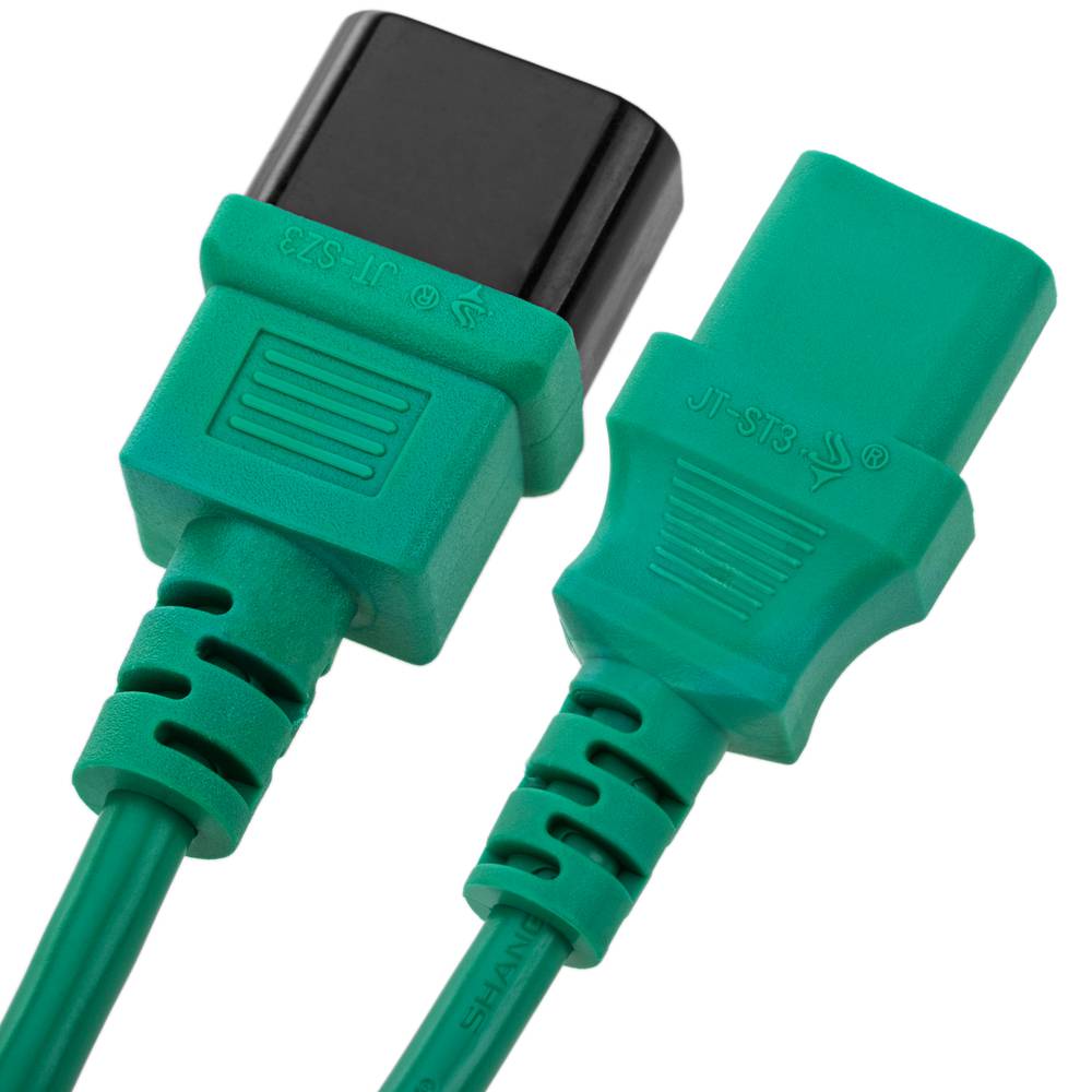 Cable eléctrico de alimentación IEC60320 C13 a C14 de color verde de 3m