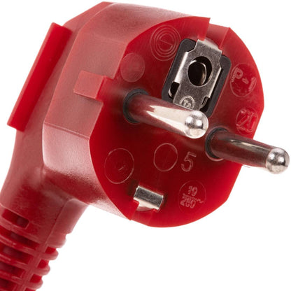 Cable eléctrico de alimentación 3x0.75 IEC60320 C13 a schuko macho acodado de color rojo 1.8m