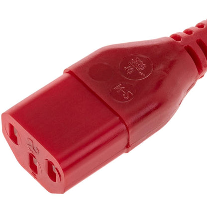 Cable eléctrico de alimentación 3x0.75 IEC60320 C13 a schuko macho acodado de color rojo 1.8m