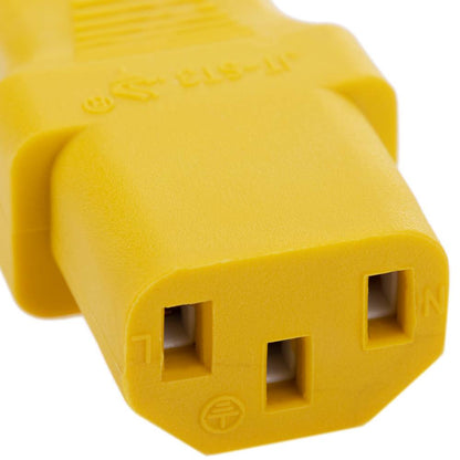 Cable eléctrico de alimentación IEC60320 C13 a schuko macho acodado de color amarillo 3m