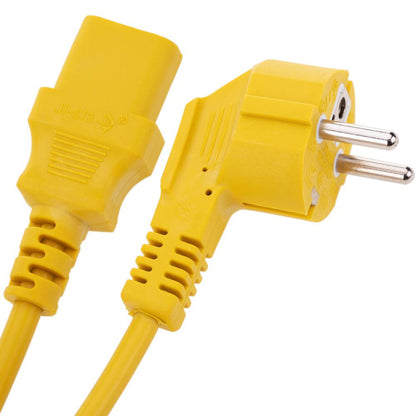 Cable eléctrico de alimentación IEC60320 C13 a schuko macho acodado de color amarillo 3m