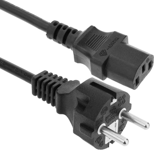Cable eléctrico de alimentación IEC60320 C13 a schuko macho recto de color negro 1.8m