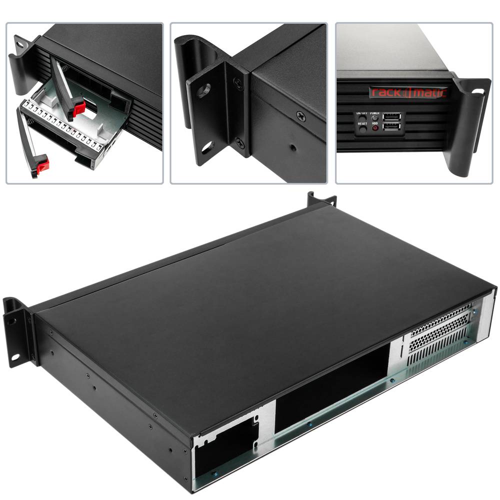 Caja rack 19' IPC mini-ITX 1.5U 2x3.5' o 2x2.5' profundidad 280 mm