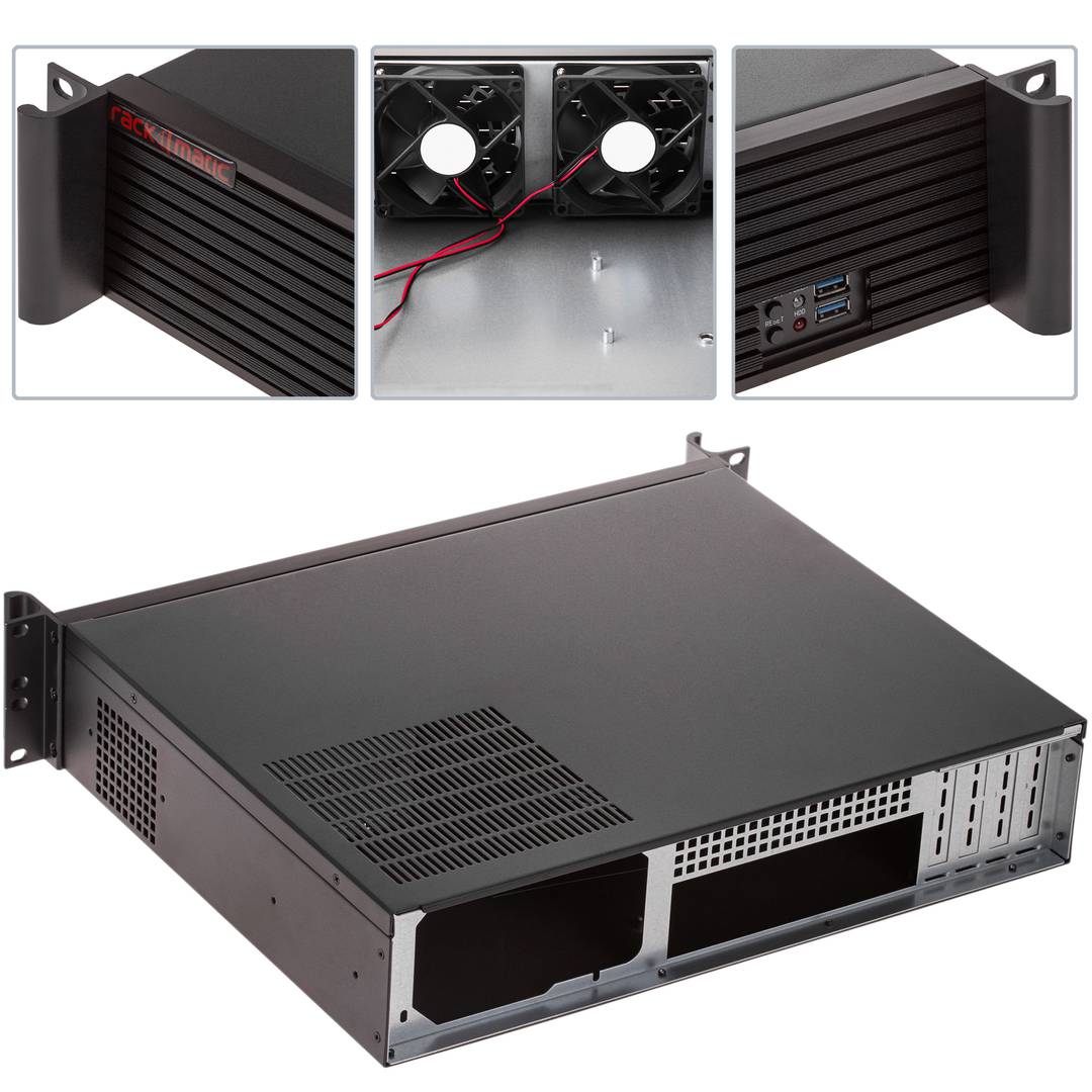 Caja rack 19' IPC microATX 2U 2x3.5' fondo 350mm