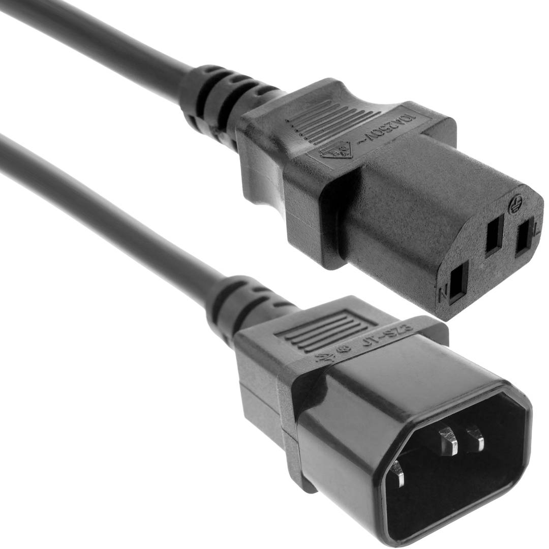 Cable eléctrico 3x1mm² IEC60320 C13-hembra a C14-macho 1m