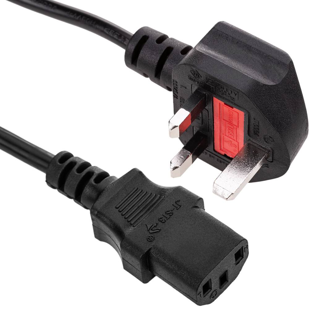 Cable eléctrico British Standard BS-1363-1 a IEC-60320-C13 3x1.00mm² de 1.8m negro