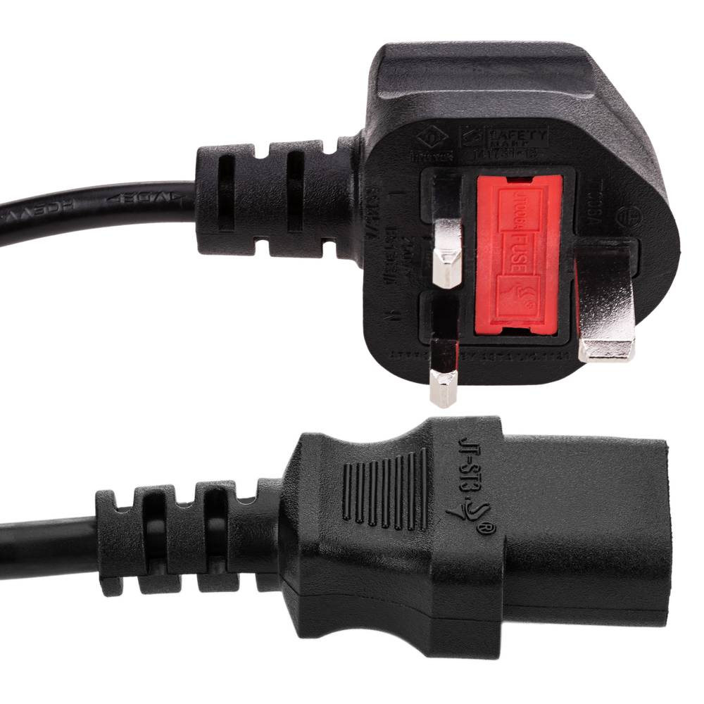 Cable eléctrico British Standard BS-1363-1 a IEC-60320-C13 3x1.00mm² de 1.8m negro