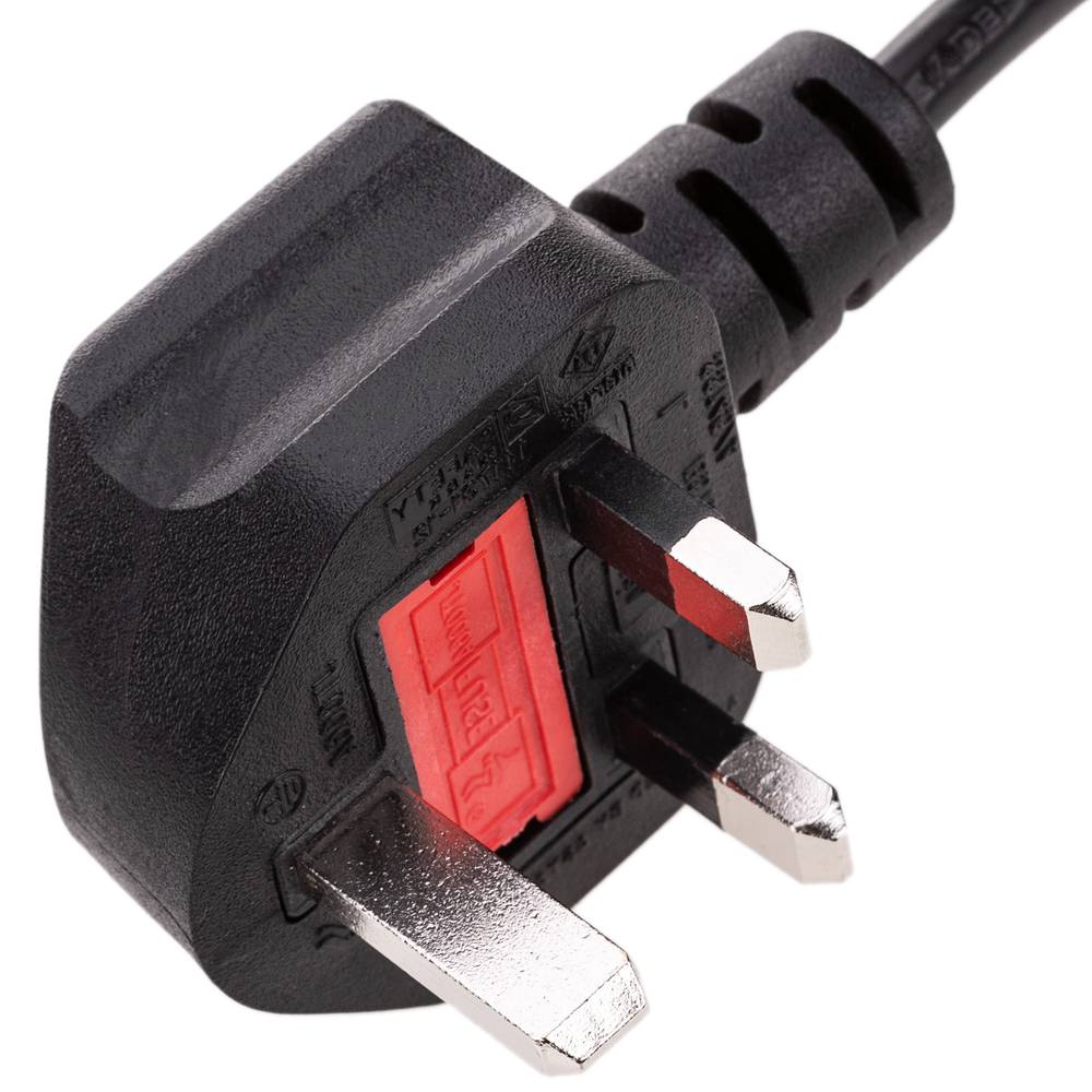 Cable eléctrico British Standard BS-1363-1 a IEC-60320-C13 3x1.00mm² de 1.8m negro
