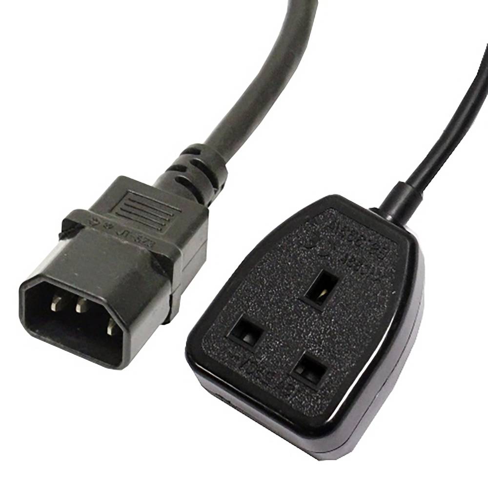 Cable eléctrico British Standard BS-1363-2 a IEC-60320-C14 de 0.4m negro