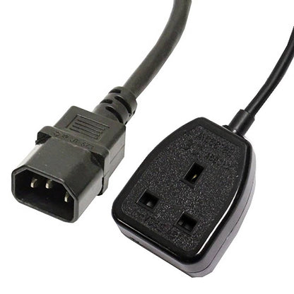 Cable eléctrico British Standard BS-1363-2 a IEC-60320-C14 de 0.4m negro