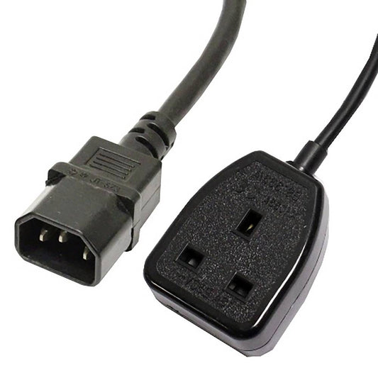 Cable eléctrico British Standard BS-1363-2 a IEC-60320-C14 de 0.4m negro