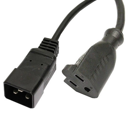 Cable eléctrico US NEMA-5-15R a IEC-60320-C20 de 0.4m negro