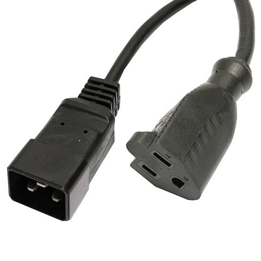 Cable eléctrico US NEMA-5-15R a IEC-60320-C20 de 0.4m negro