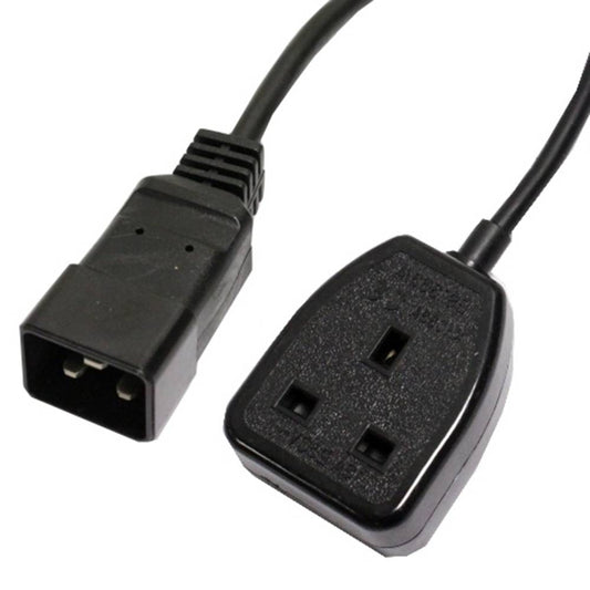 Cable eléctrico British Standard BS-1363-2 a IEC-60320-C20 de 0.4m negro