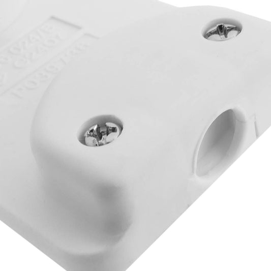 Clavija enchufe schuko acodado macho blanco extra-plano para detrás de muebles