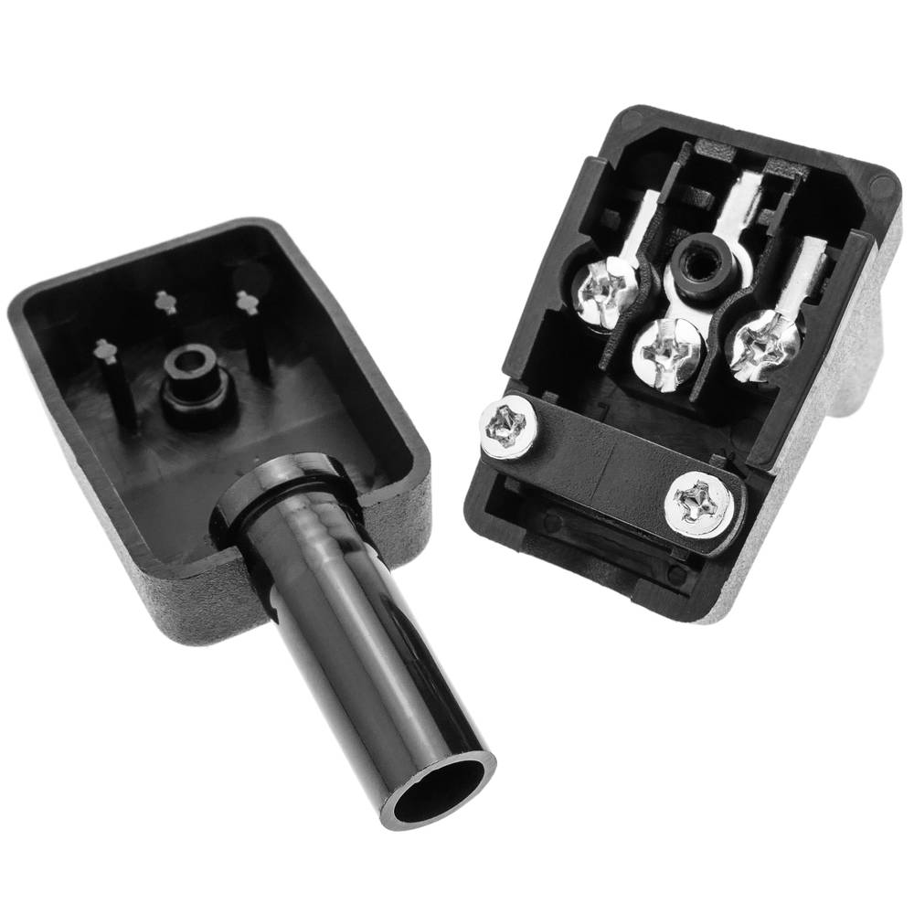 Clavija IEC-60320 C13. Enchufe hembra con ángulo