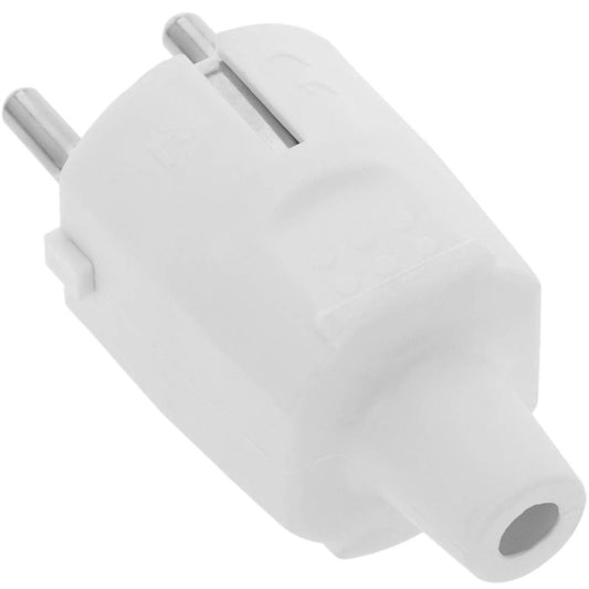 Clavija enchufe schuko recto macho blanco