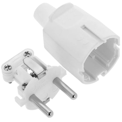 Clavija enchufe schuko recto macho blanco