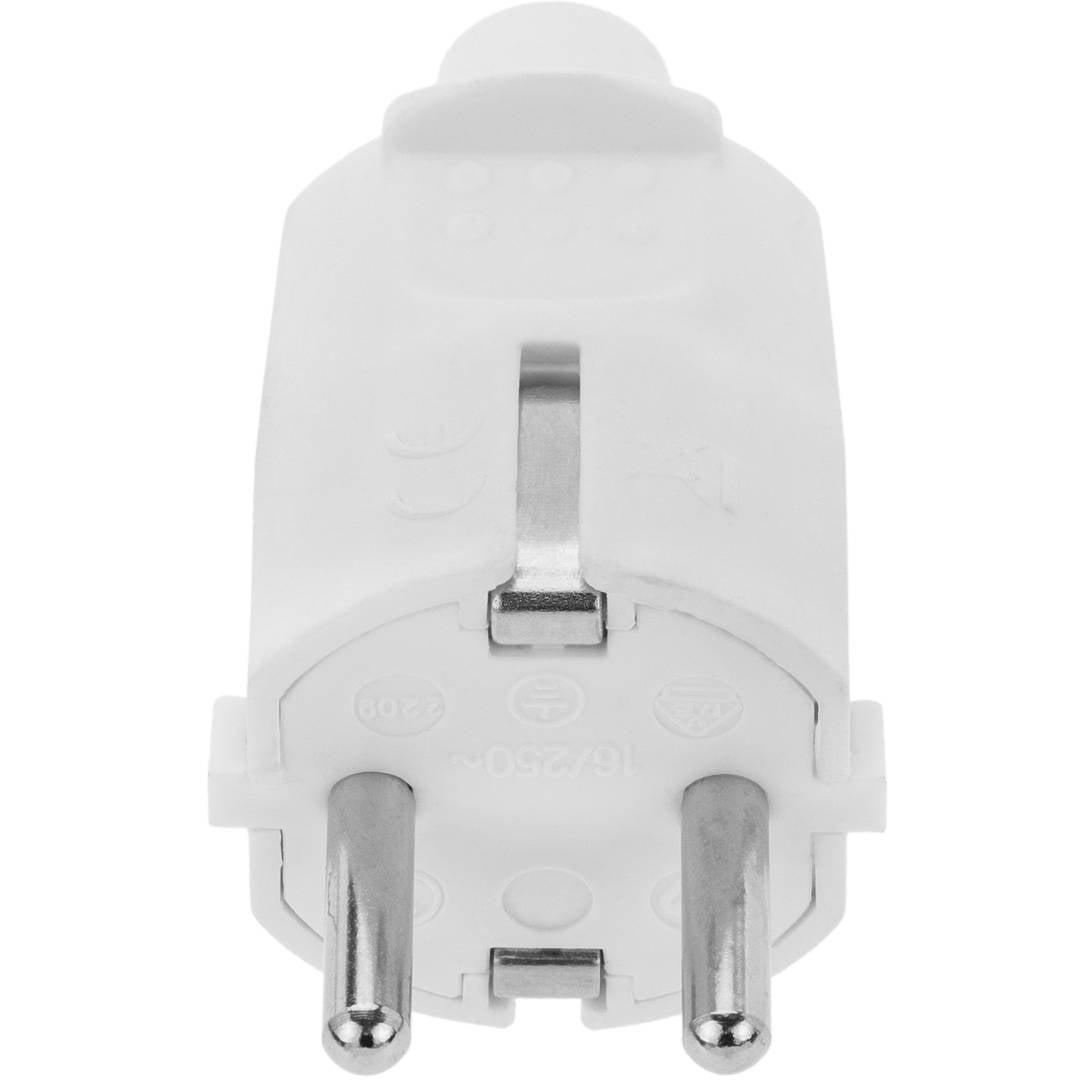 Clavija enchufe schuko recto macho blanco