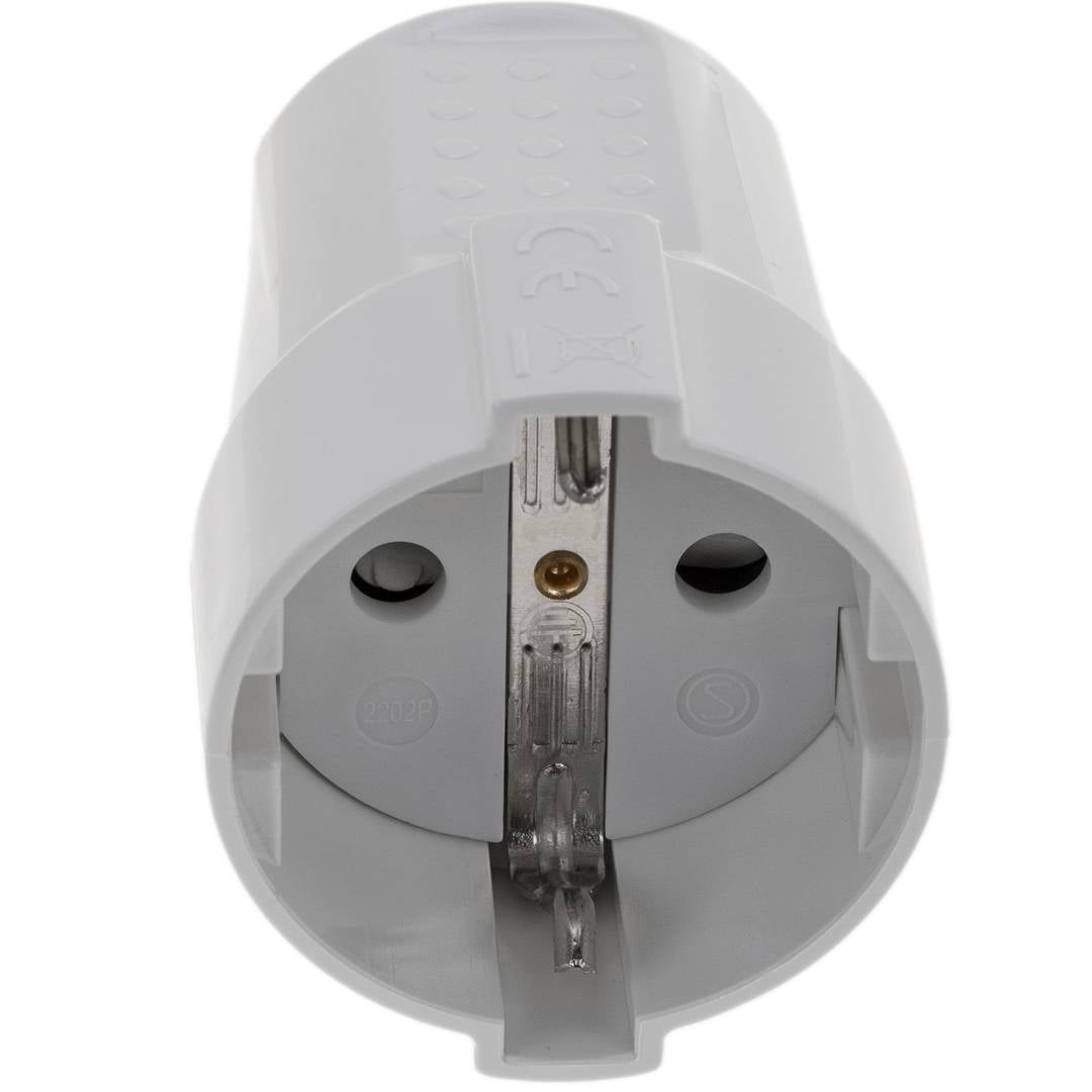 Clavija enchufe schuko recto hembra blanco
