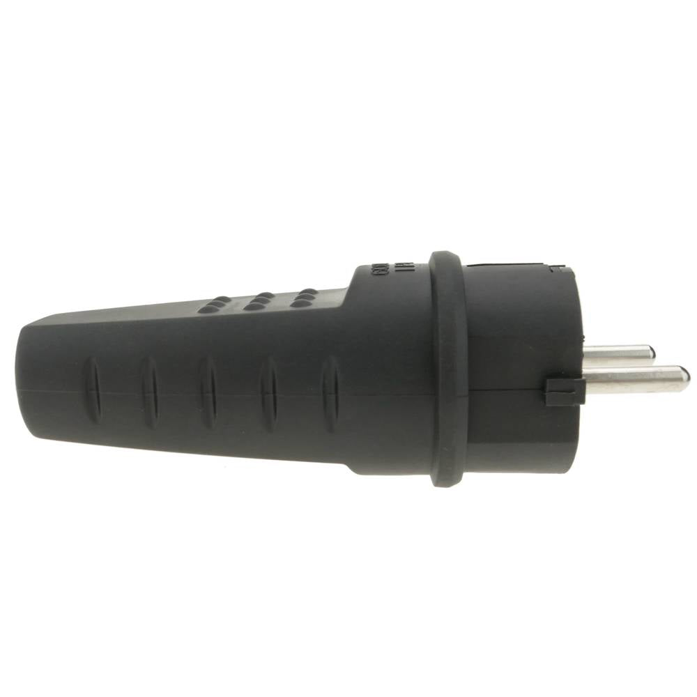 Clavija enchufe schuko recto macho IP44 negro