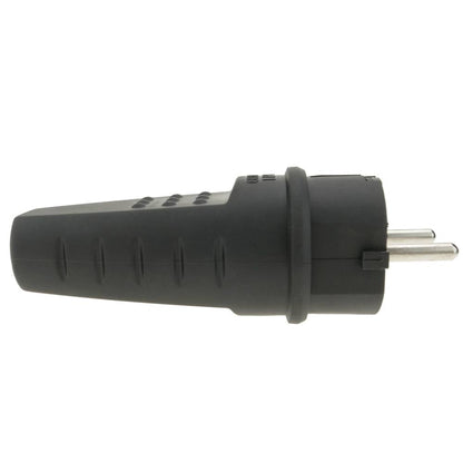 Clavija enchufe schuko recto macho IP44 negro