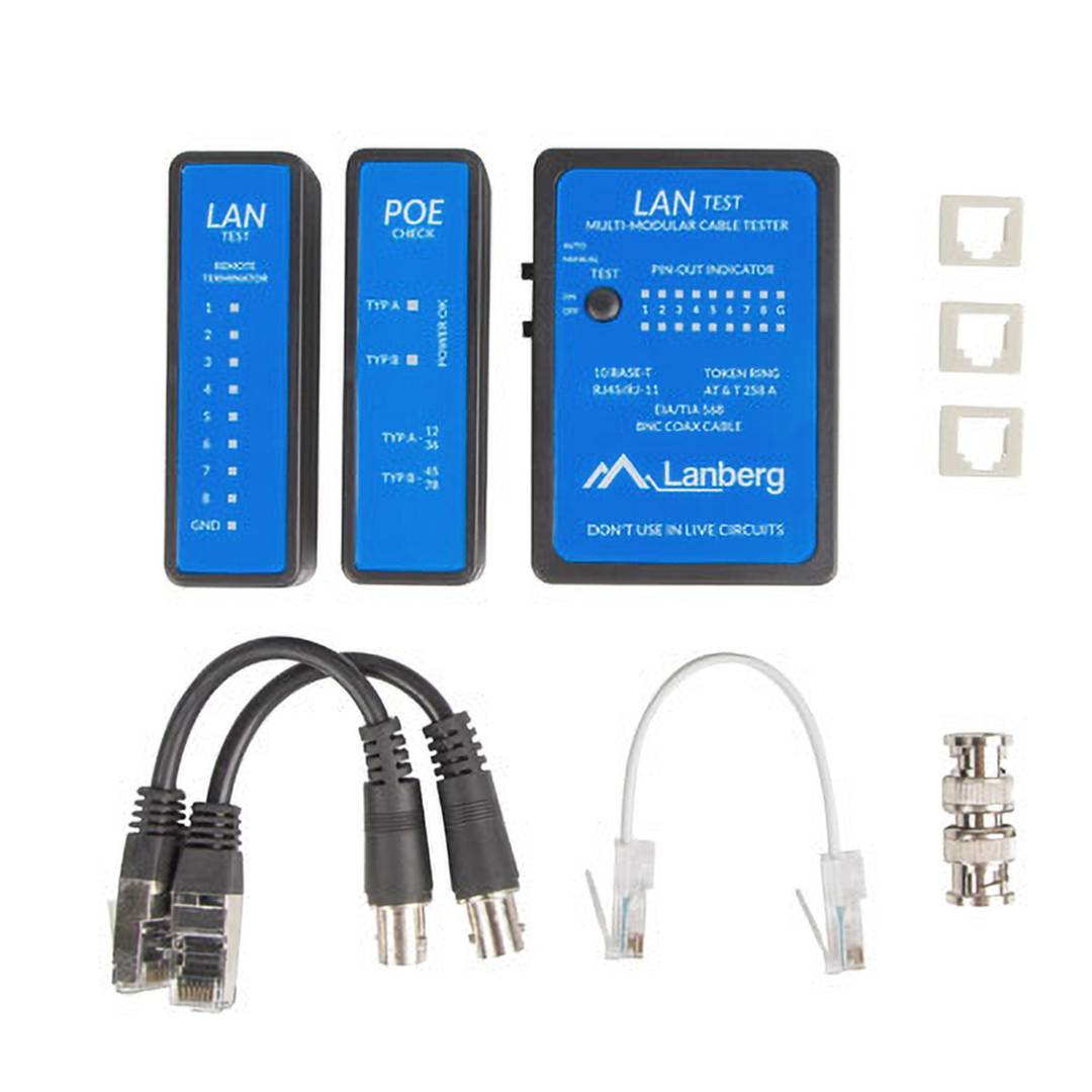 Comprobador de cables de red con POE Lanberg NT-0404 para RJ45 RJ12 RJ11 y coaxial