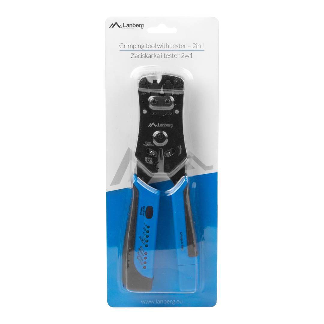 Herramienta crimpadora Lanberg NT-0203 para RJ11, RJ12 y RJ45 con comprobador de cables