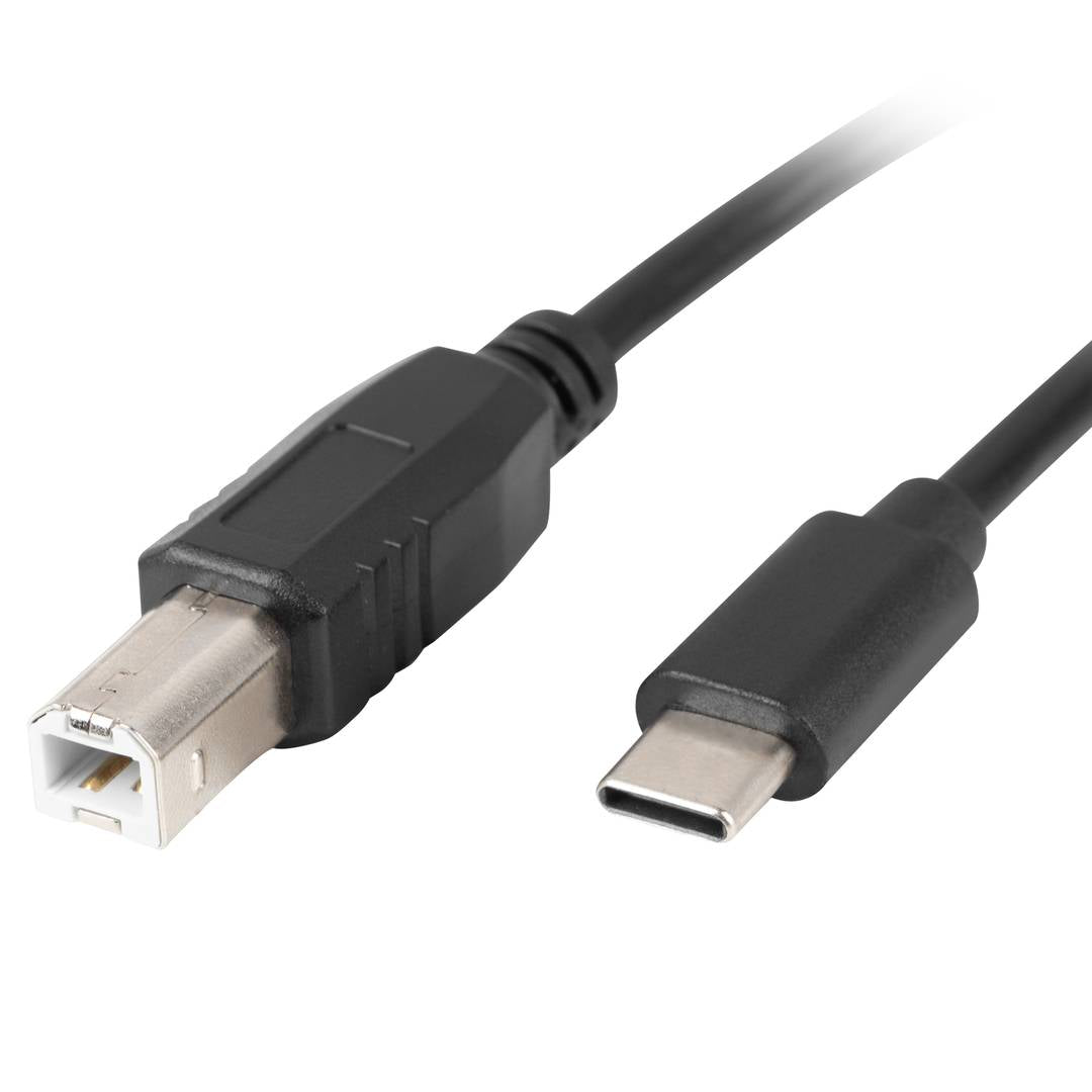 Cable USB de Lanberg USB C 2.0 macho a USB B 2.0 macho Ferrita 1.8 m negro CA-USBA-14CC-0018-BK
