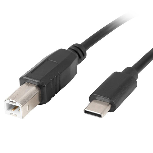 Cable USB de Lanberg USB C 2.0 macho a USB B 2.0 macho Ferrita 1.8 m negro CA-USBA-14CC-0018-BK