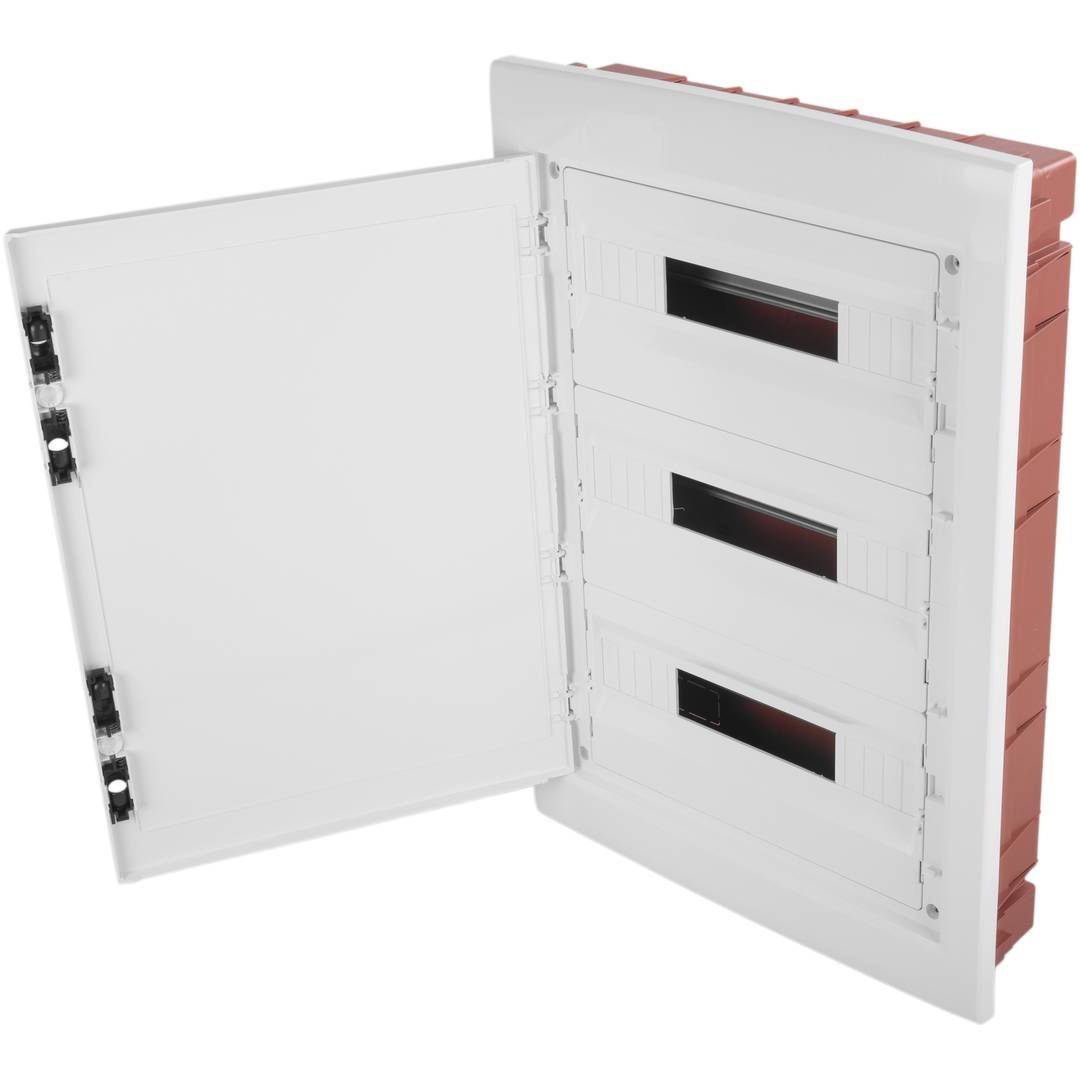 Caja de distribución eléctrica de plástico ABS para empotrar a pared de 54 módulos