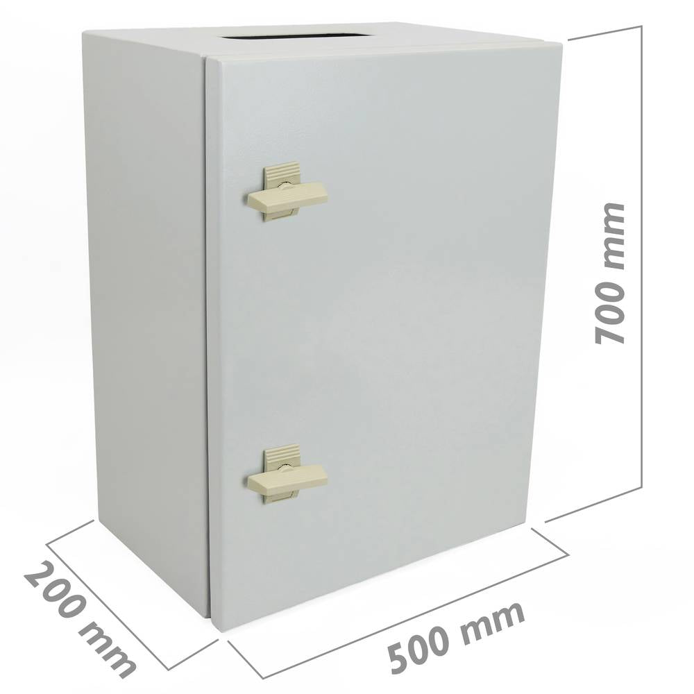Caja de distribución eléctrica metálica con protección IP65 para fijación a pared 700x500x200mm