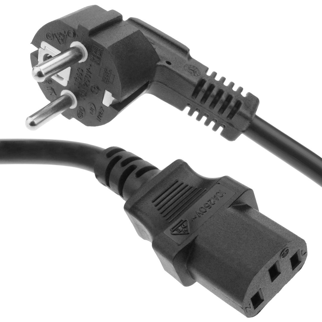 Cable eléctrico de alimentación IEC60320 C13-hembra a Schuko-macho 60cm