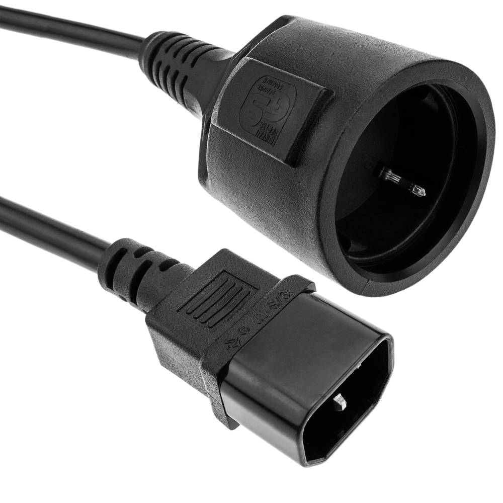 Cable adaptador C14 a schuko hembra cable de alimentación IEC-60320 de 20cm