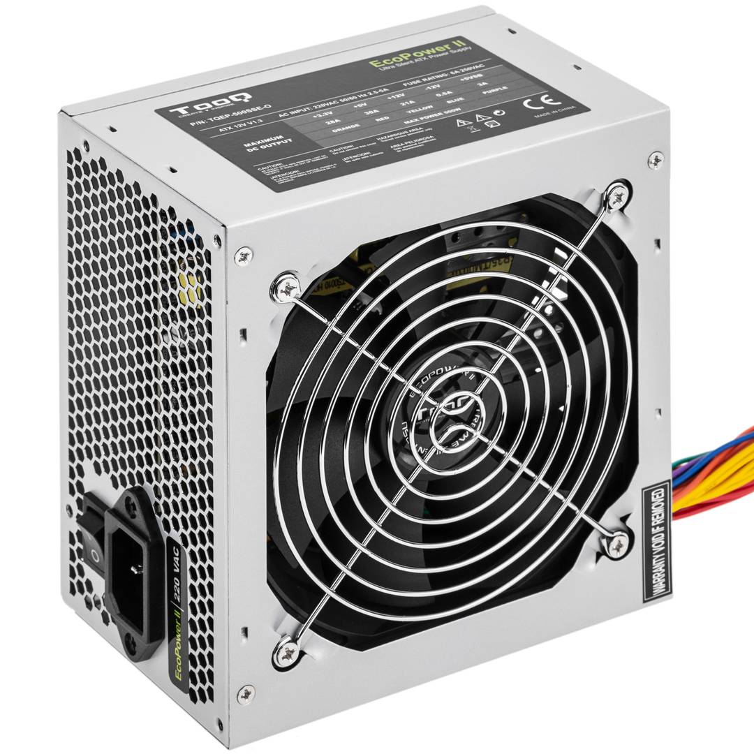 Fuente de alimentación TooQ Ecopower II 500 W con ventilador silencioso de 120 mm
