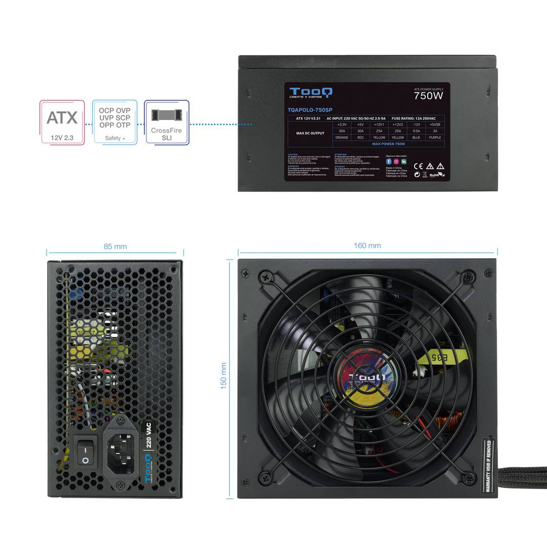 Fuente de alimentación ATX 750W con PFC activo de TooQ TQAPOLO-750SP