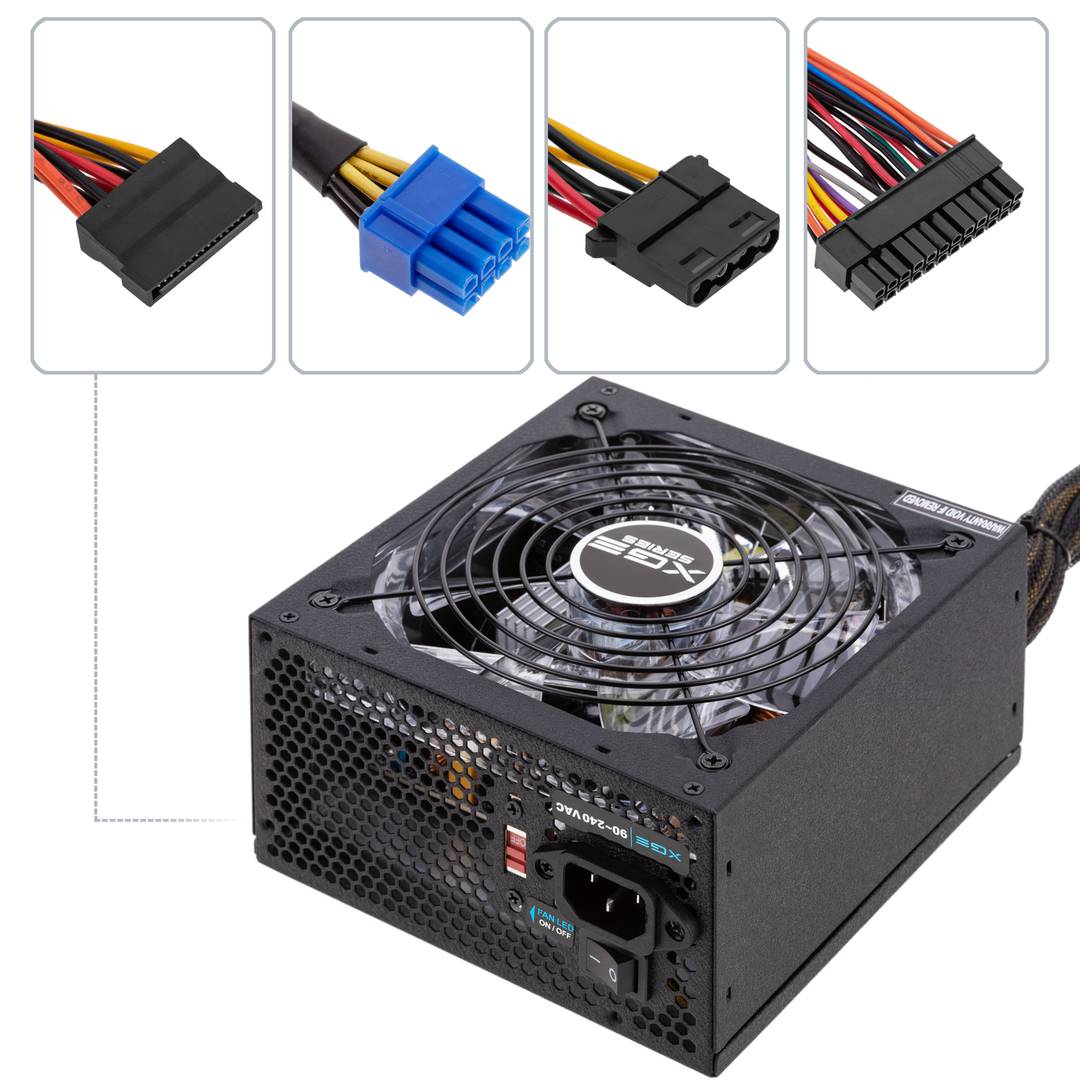 Fuente de alimentación TooQ Gaming XGE II con ventilador con LED 140 mm PFC activo 800 W