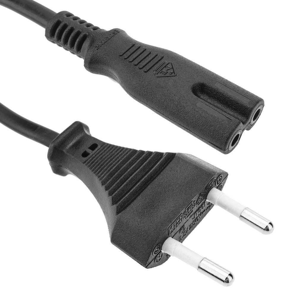 Cable de alimentación eléctrico IEC-60320 de 1.5m. Enchufe C7 hembra a bipolar macho