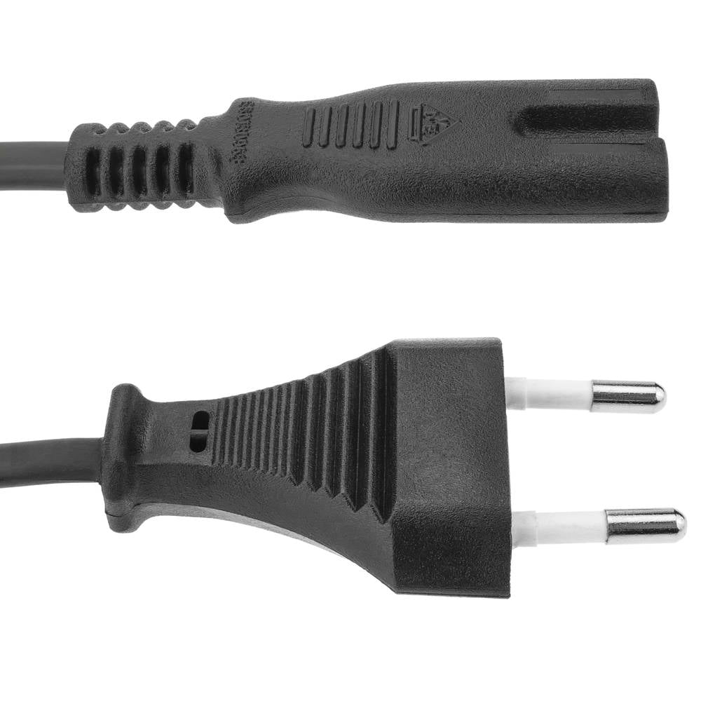 Cable de alimentación eléctrico IEC-60320 de 1.5m. Enchufe C7 hembra a bipolar macho
