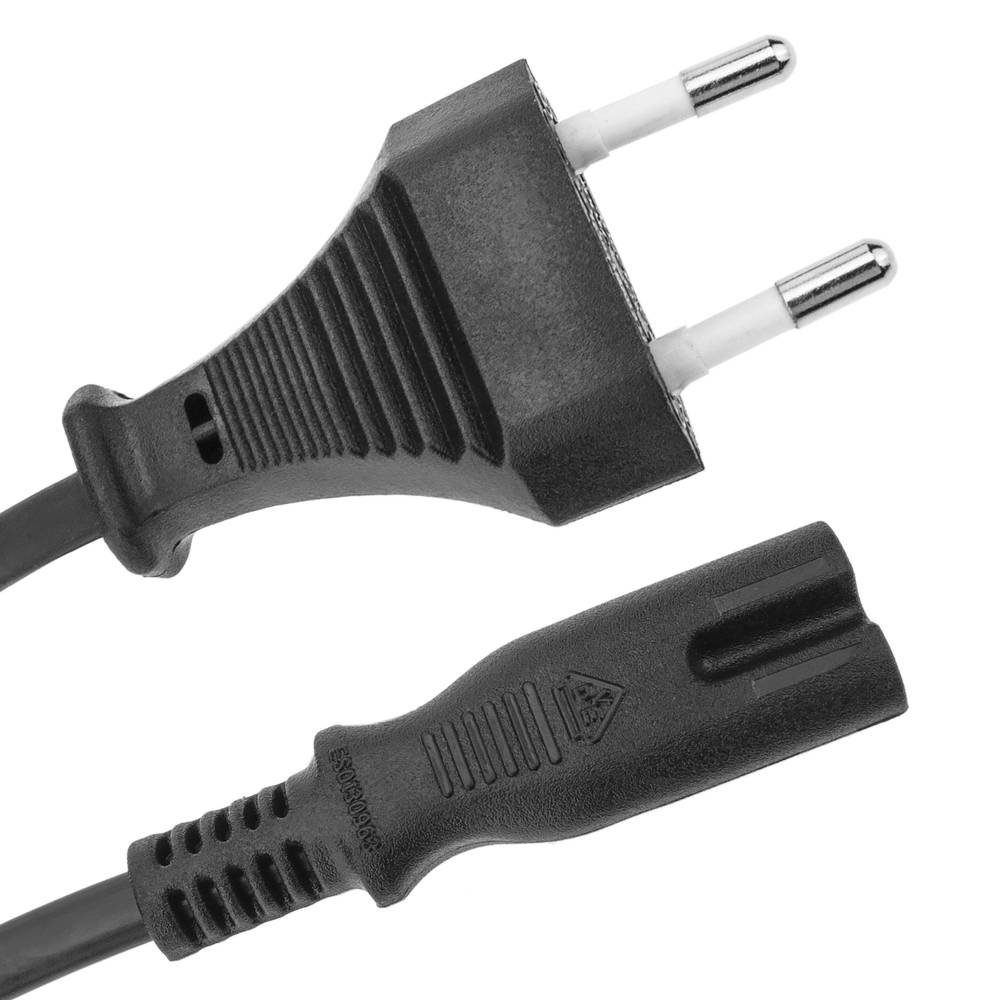 Cable de alimentación eléctrico IEC-60320 de 1.5m. Enchufe C7 hembra a bipolar macho